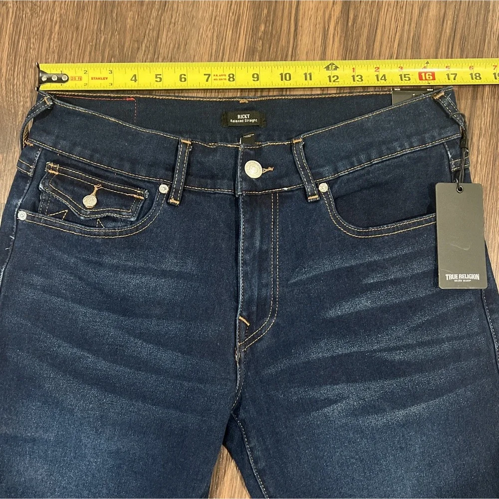 True Religion Ricky SN Flap Relaxed Straight Men's Shorts Waist 34 Dark Blue